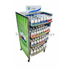 Free Design Factory Price 4-Caster Floor Pharmacy Store Wood Shelves Metal Supermarket Rack Shelf